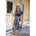 thumbnail image 3 of Summer Round Neck Printed Strappy Short-sleeved Casual Dress, 3 of 11