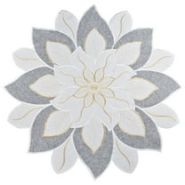 White and Gold Star Poinsettia Doily/ Table Topper (23" RD)