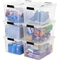 thumbnail image 3 of 19 Quart Plastic Storage Bins with Lids, 6-Pack Stackable Clear Storage Organizing Box with Handle, 3 of 6