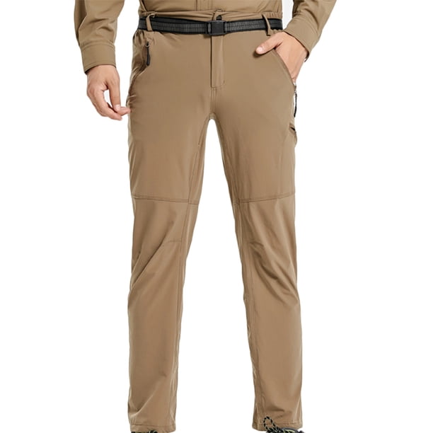 Pantalones largos para hombre, de color liso, lavados, elásticos, para exteriores, para montañismo, secado rápido, informales, de Taslan