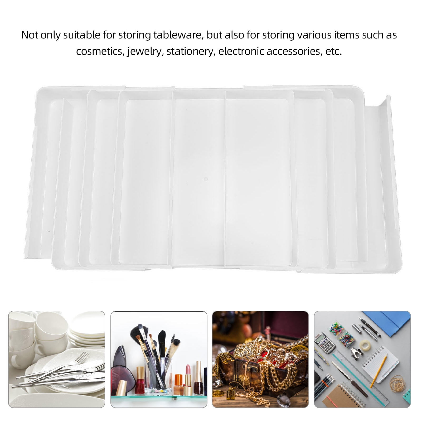 BIMZUC 10.63"×10.63"×1.97" ABS Drawer Organizer – Versatile Kitchen, Bedroom, Office Tray for Cutlery, Jewelry, Electronics