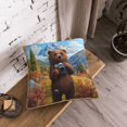 thumbnail image 5 of KLL Snowy Mountain Photography Bear Decorative Throw Pillow Covers Velvet Soft for Couch Sofa Bedroom Living Room Outdoor (No pillow core)- 18"x18", 5 of 5