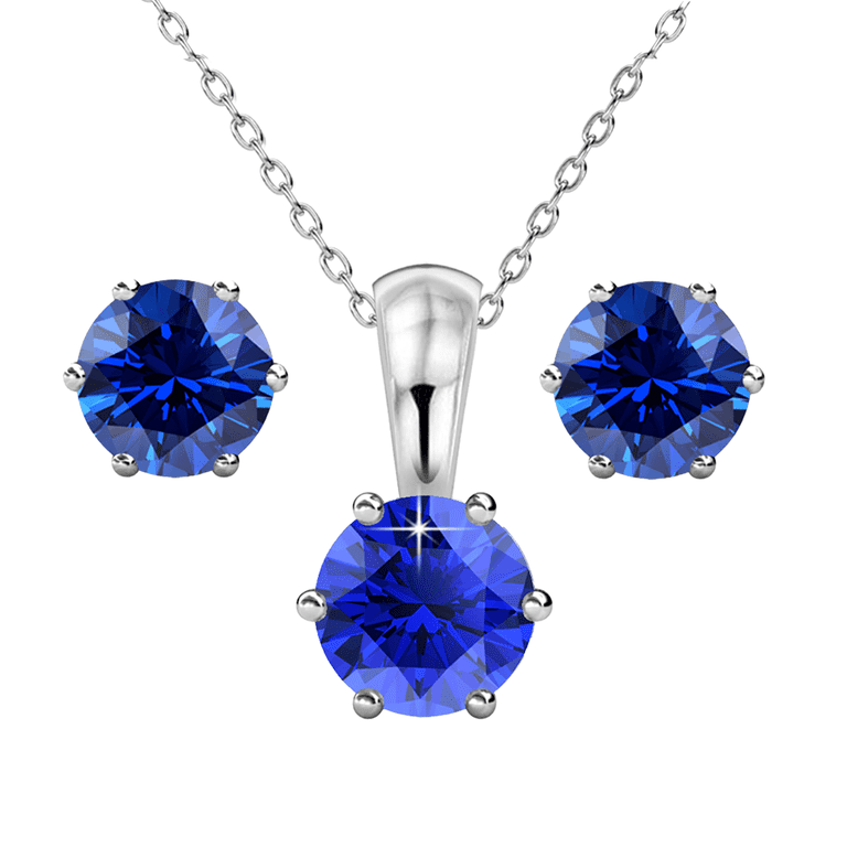 Cate & Chloe September Sapphire Birthstone Necklace & Stud Set photo 7