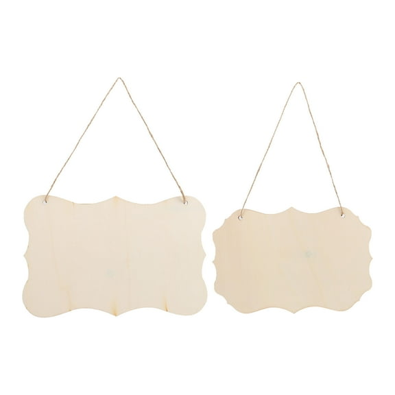 2pcs Unfinished Wooden Blank Plates for DIY Craft Painting, Writing, Wedding Decorations, Rustic Sign Plaques