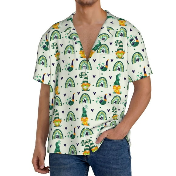 Fotbe St. Patrick's day Camisa Estampada de Manga Corta para Hombre, Casual de Verano, Estilo Playero, Sin Arrugas-4X-Large