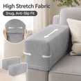 thumbnail image 5 of ABCISI 2Pcs Stretch Fabric Armrest Covers Anti-Slip Spandex Recliner Armchair Couch Armrest Protector Furniture Protector Armchair Slipcovers Grey, 5 of 7