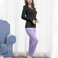 thumbnail image 3 of DailyTrove Women's Long Sleeve Crew Neck Top & Legging Set - Solid Color, Slim Fit, Gym & Casual Wear,Black, 3 of 5