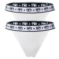 thumbnail image 1 of CHIARA FERRAGNI Tangas para Mujer Pack de 2 - String, Algodón Elástico, Cintura con Logotipo, uni Blanco L (Large), 1 of 3