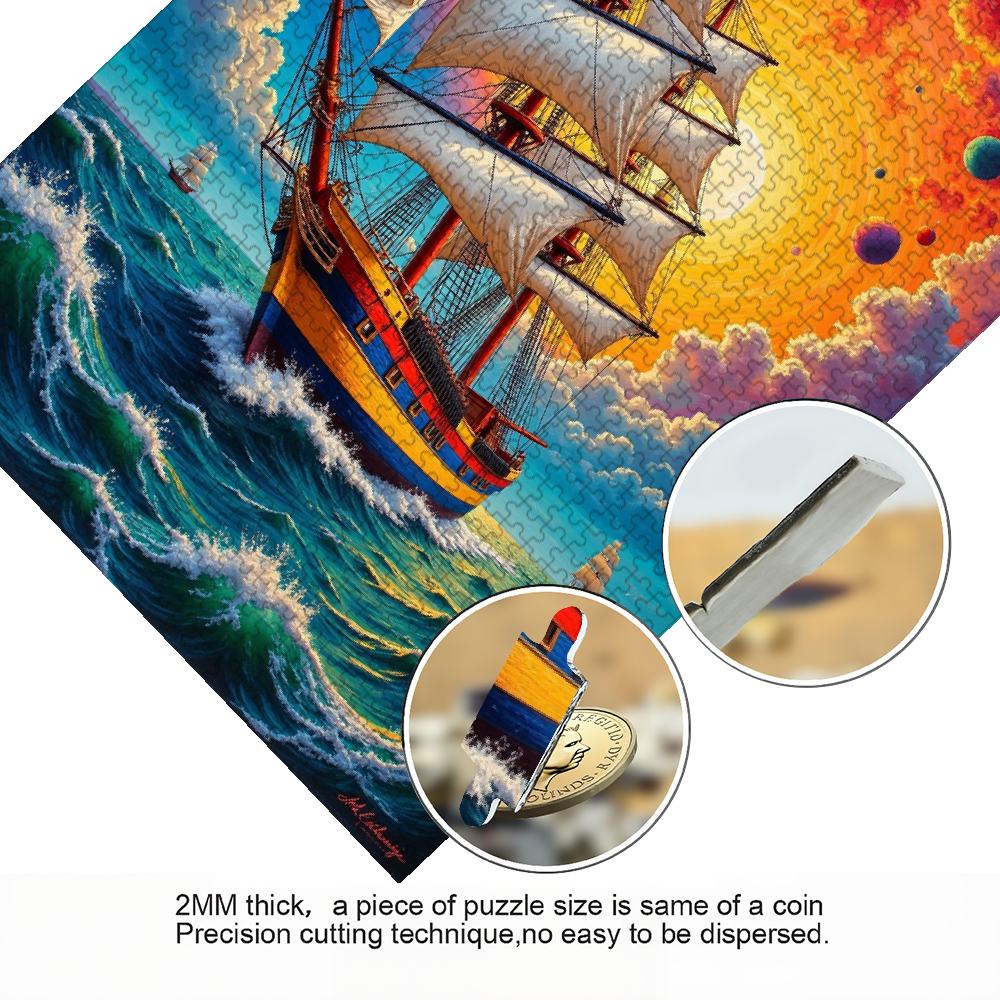 1000 pieces of vertical paper jigsaw puzzles - colorful sailing ships, with dimensions of 29.5 * 20 inches.