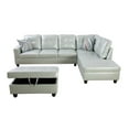 thumbnail image 4 of Ainehome Furniture Silver Green Leather Sectinal Sofa Set, L-Shaped Modern & Contemporary Sofa with Chaise Storage Ottoman for Living Room Furniture - Right Hand Facing, 4 of 7