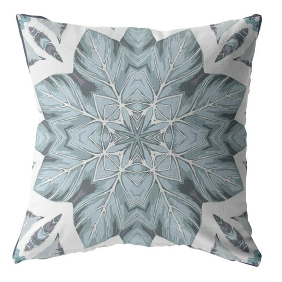 HomeRoots 413404 20 in. Blue Floral Forest Suede Throw Pillow