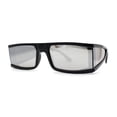 thumbnail image 1 of Windbreaker Side Panel Lens Flat Top Narrow Rectangle Sunglasses Black Silver Mirror, 1 of 4