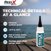 ReelX Fishing Reel Grease, Marine-Grade Anti-Rust Lubricant for Bearings, Spinning, Baitcasting, Spincast, Fly, Trolling & Electric Reels, Corrosion Prevention & Control, 1 oz with Applicator Tip