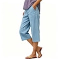 thumbnail image 4 of Admvng Women's Faux Denim Culottes Wide Leg with Pockets Everyday Summer Capri Pants, 4 of 6