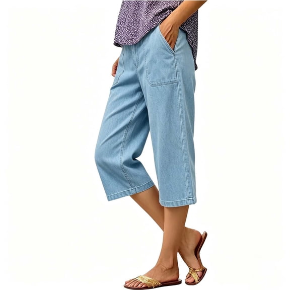 Noric Women's Denim Capri Pants Straight Leg Casual Cropped Jeans Relaxed Fit with Pockets Trendy 2026