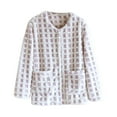 thumbnail image 2 of FDGIU Women's Fleece Pajama Jacket‌, Oversized V-Neck Cardigan Coat with Pockets, Cozy Winter Sleepwear & Loungewear, 2 of 3