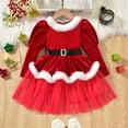 thumbnail image 2 of Santa Outfit Baby Long Sleeve Girls Santa Christmas Dress Party Dress Baby Girl Christmas Outfit 3-4 Years, 2 of 8
