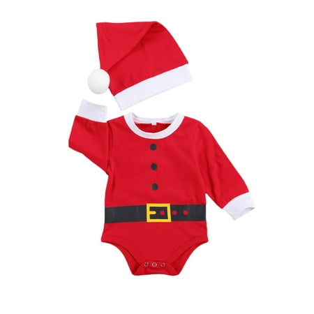 

One Opening Christmas Infant Baby Boys Girls Jumpsuit Clothes Santa Outfits