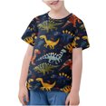 thumbnail image 2 of CYRBOKO Toddler Boys T-shirts, Crewneck Printed Summer Short Sleeve Tops Navy Size 3-4T, 2 of 9