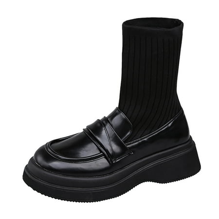 

ZHAGHMIN Short Boots Fashion Women Solid Color Artificial Leather Comfortable Thick Sole Slip On Mid Boots Round Toe Shoes Soft Leather Boots Women Wide Calf Womens Rain Boots Size 12 Wide Calf Tall