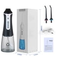 thumbnail image 4 of Cordless Rechargeable Water Flosser with 3 Modes (Normal/Soft/Pulse), 300ml Detachable Tank, IPX7 Waterproof, 1400mAh Battery, 2 Jet Tips - Portable Oral Irrigator for Home & Travel, Black WF201K-2, 4 of 5