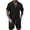 Black, variant on Men's Summer 2 Piece Beach Sets Texture Short Sleeve Button Down Knit Shirts and Shorts Vacation Outfits of Men