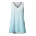 thumbnail image 3 of ICHUANYI Clearance Women's Fashion Solid Color V-neck Comfortable Loose T-shirt Sleeveless Blouse Casual Tops(Light Blue, XL) ICHUANYI WER2023081117615, 3 of 3