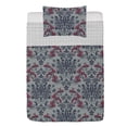 thumbnail image 1 of Vintage Reversible Bedspread Set, Floral Retro Style Blossoming Pattern Leaf Spiraling Entangled Design of Artwork, Pillow Shams & Comforter Microfiber Bedding Set, 3 Sizes, Dimgray Ruby, by Ambesonne, 1 of 2