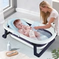 thumbnail image 4 of RICHYOUNG 31"Folding Baby Bathtub with Mesh Mat+Toy, Portable Travel Tub for Infant to Toddler,Blue, 4 of 11