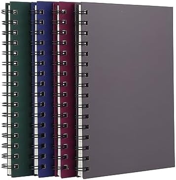 Spiral Notebook Journal,4 Pack A5 Hardcover Spiral Notebooks,5.7" x 8.5",160 Pages,100gsm Paper,College Ruled Journals for Study and Notes (Red, Green,Blue,Grey)