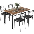 thumbnail image 1 of YUSAZENS 5 Piece Dining Set, Metal Frame Table & 4 Chairs, Compact Dinette Set for Kitchen Dining Room Small Apartment Brown, 1 of 8