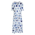 thumbnail image 4 of SMihono Robe Maxi Bohème d'Été pour Femmes Grande Taille Mode Femmes Décontractée Col en V Imprimé Manches Courtes Robe Longue Ample Robe de Plage, 4 of 6
