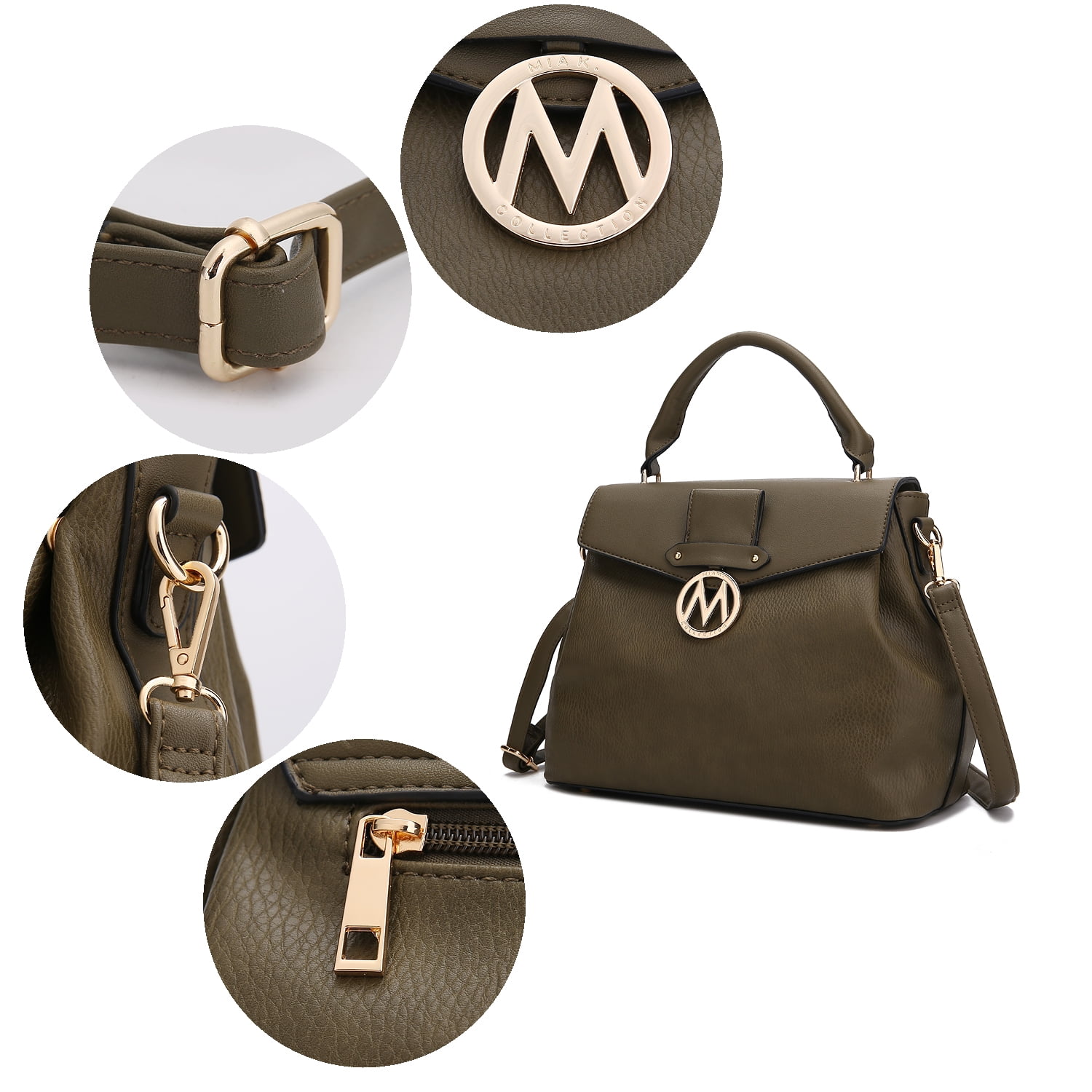 MKF Collection Aurora Satchel Handbag & Wallet Set – Stylish Vegan Leather Purse with Top Handles, Detachable Strap, and Matching Wallet by Mia K -Charcoal
