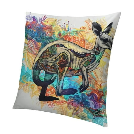 

QCPP Kangaroo Art Watercolor Splash Rectangular Short Plush Pillowcase Square 1PC Home Furnishing 12x12in