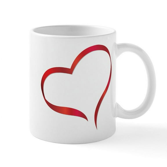 CafePress - Heart Mug - 11 oz Ceramic Mug - Novelty Coffee Tea Cup