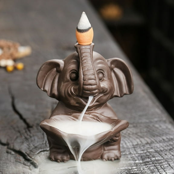 1pc Purple Clay Elephant Backflow Incense Burner, Unique Handcrafted Home Decor (Without Incense)