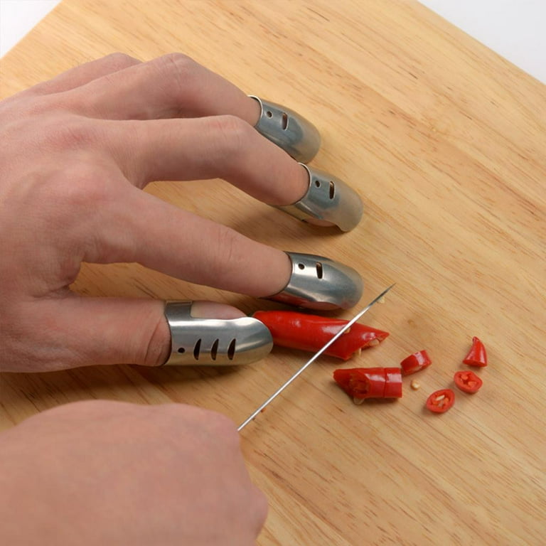 4 Pcs Finger Tips Slip and Reusable Stainless Steel Fingertip Protector  Guard Finger Cover for Kitchen Cooking Chopping Slicing Tools - Walmart.com