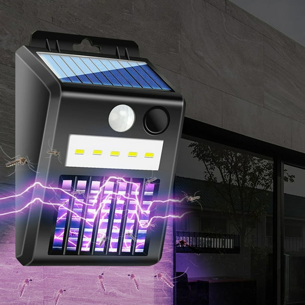 Fiudx Lámpara Led de Pared para Exterior, 2 En 1, Antimosquitos y Sensor de Movimiento, Recargable con Energía Solar, Resistente a La Intemperie, para Patio, Camping, Fácil Instalación, 15,3 X 10,3 X