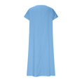 thumbnail image 5 of Robe Décontractée en Lin Col en V Manches Courtes Ample pour Femmes, Robe de Jour Confortable Couleur Unie, 5 of 5