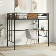 thumbnail image 4 of Costway Lit Mezzanine Format Simple avec Bureau et Étagère Garde-Corps de Sécurité et Échelle Gain de Place, 4 of 9