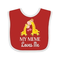 Inktastic My Meme Grandma Loves Me Giraffe Boys or Girls Baby Bib