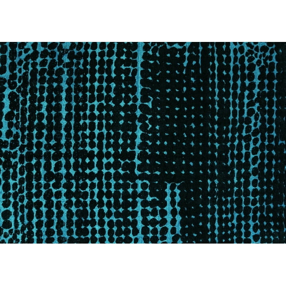 Ahgly Company Machine Washable Indoor Rectangle Abstract Turquoise Blue Modern Area Rugs, 3' x 5'
