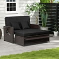 thumbnail image 1 of Costway Patio Rattan Loveseat Set Daybed Lounge Storage Ottoman Side Tables Adjust Black, 1 of 10