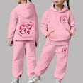 thumbnail image 2 of XAOFW Kids 6 7 Outfits Girls Fashion Long Sleeve Hoodie Jogger Cute Number Printed Pullover Tracksuit Soft Breathable Party Night Sets, 2 of 8