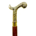 thumbnail image 2 of Vintage Victorian Head Brass Wooden Walking Stick Cane - Elegant Gift for Men & Women, 2 of 4