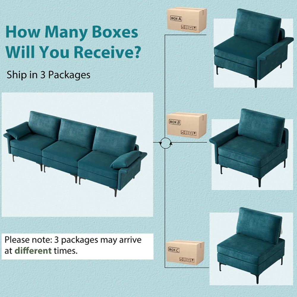 Finihen Sectional Sofa Couch, 3-Seat Sofa, Large 3-Seat Sofa Sectional with Metal Legs and 2 USB Ports for 3-4 people, for Living Room, Bedroom, Peacock Blue Finihen Sectional Sofa Couch, 3-Seat Sofa, Large 3-Seat Sofa Sectional with Metal Legs and 2 USB Ports for 3-4 people, for Living Room, Bedroom, Peacock Blue