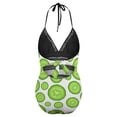 thumbnail image 4 of One Piece Swimsuit Women Tummy Control - V Neck Green Cucumber Slices Halter Swim Suits for Women 2025, Padded Full Coverage Bathing Swim Suit for Women, 4 of 7