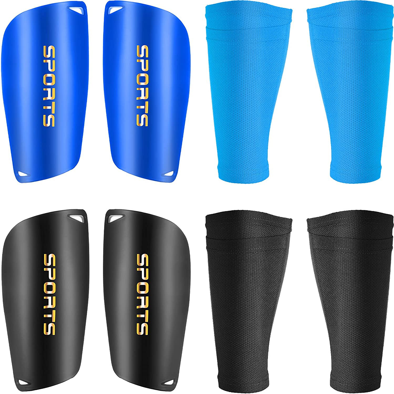 Protective Contoured Shin Guards Lightweight Playing Soccer Sports 2-piece Set 