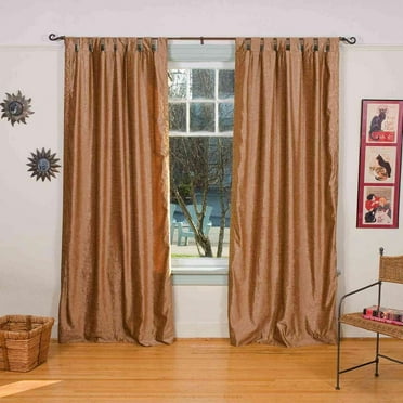 Taupe - Tab Top Velvet Curtain / Drape / Panel 43 X 84 Inches - Piece
