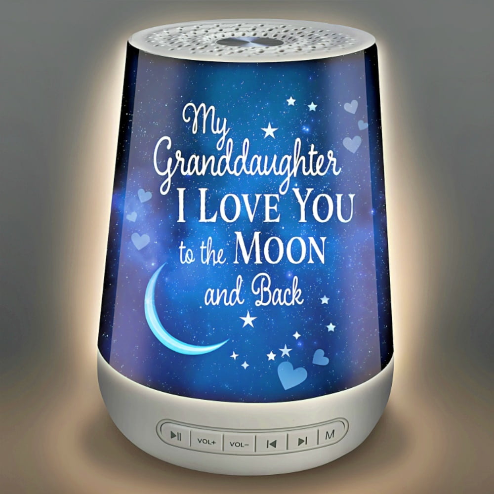 The Bradford Exchange Granddaughter I Love You to The Moon Sleep Sound Machine Nightlight 24 Soothing Sounds Timer USB Rechargeable Celestial Artwork 6-inches